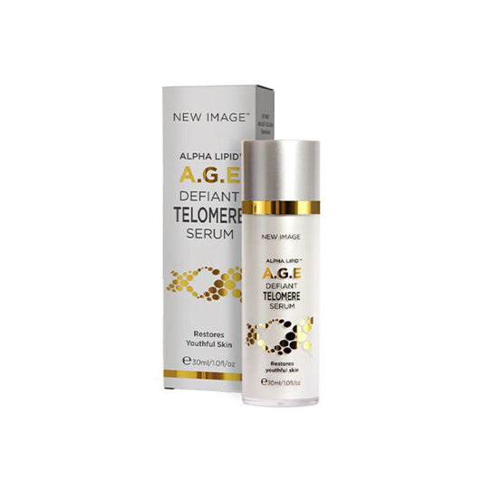 New Image Alpha Lipid A.G.E Defiant Telomere Serum 30ml - box and bottle