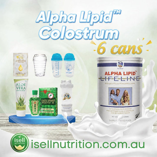 Alpha Lipid Lifeline Colostrum 450g 6 cans pack with free gifts — iSell Nutrition Australia